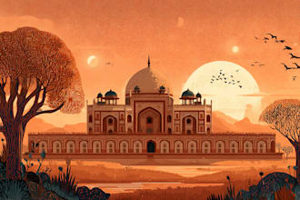 illustrate beautiful flat landscape illustration art