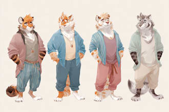 make a digital watercolor character art or furry