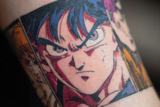 make comic cartoon anime tattoo design