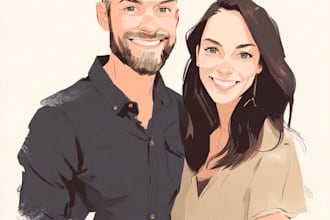 draw a couple portrait illustration