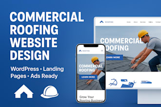 design commercial roofing website, roofing ads, roofing landing page wordpress