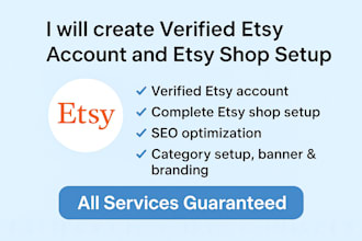 create verified etsy account and etsy shop setup