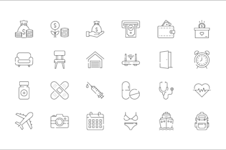 design unique, simple, and modern line art icon set