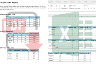 extract tables, data, and scanned PDF to excel or CSV accurately