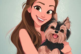 make a disney pets portrait illustration in disney style
