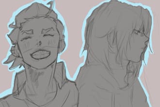 draw your anime oc in rough pencil sketch style