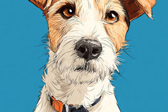make your pet portrait in disney style cartoon illustration