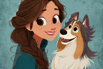 make a your pet portrait in disney cartoon illustration