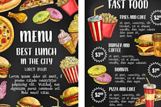 design restaurant menu, food menu price list bar cafe menu flyer digital TV menu