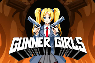 make a high quality gril gunner warrior logo with unlimited revisions