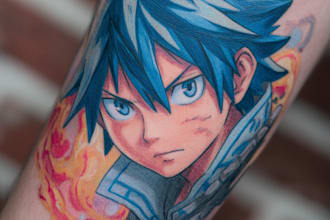 make comic cartoon anime tattoo design