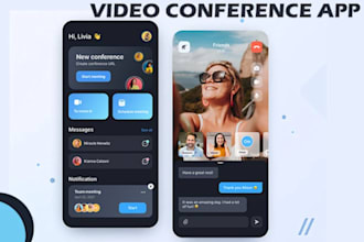 build video conference app, zoom clone, live streaming app, meeting app,chat app