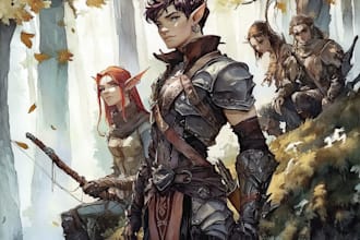 professional fantasy watercolor character art