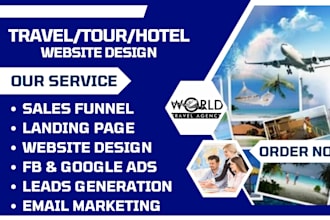 design a professional hotel resort, booking travel, tourism, hospitality website