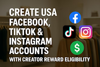 usa facebook, usa tiktok account, usa instagram with creator reward eligibilty