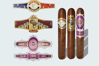 design unique cigar label, cigar logo, cigar band and cigar box