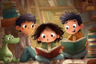do comic style children book illustration and formatting