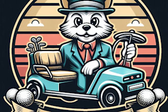 design premium vintage golf cart mascot logo with t shirt design