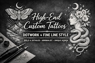 create high end dotwork, linework tattoo design refined minimalist dotwork