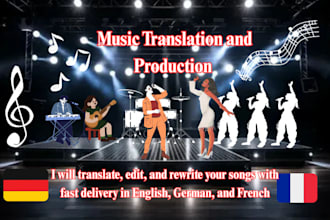 translate edit rewrite your songs with fast delivery in english german french