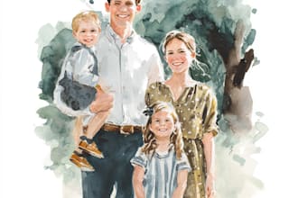 custom watercolor family portrait from photo