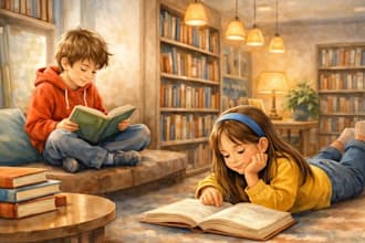create whimsical watercolor children illustration  children book