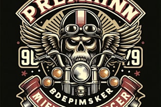 design high quality premium vintage mc biker mascot logo with t shirt design