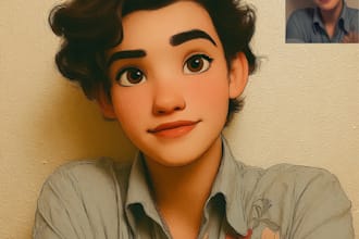 design an portrait in semi realism disney cartoon style