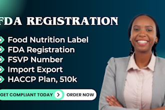 do fda registration, fsvp 510k dossier, fda compliance, nutrition label, fda
