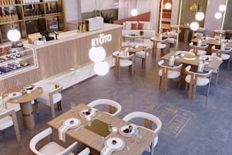 design 3d restaurant interior, bar ,cafe ,coffee shop, pizza shop, hotel bar