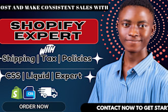 fix, customize, and set up shopify shipping, tax, policies, CSS and liquid code