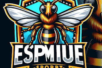 design high quality premium esport bee logo with t shirt design
