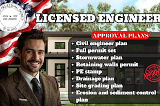 licensed pe stamp, swppp plan, utility permit plan, water sewage drainage plan
