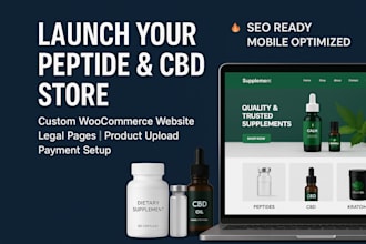 build peptide woocommerce website supplement peptide product, cbd, kratom store