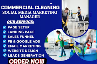 be your commercial cleaning, office cleaning, social media marketing manager