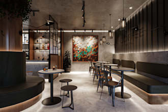 design restaurant interior, wine bar, coffee shop, cafe, hotel bar, night club
