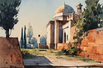 draw original watercolor landscape or architecture art
