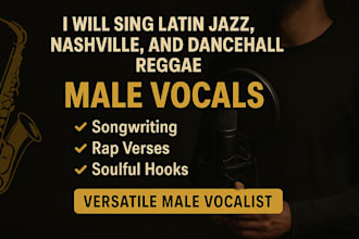 sing latin jazz, nashville country, and dancehall reggae male vocals