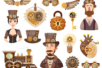 draw flat vector clipart  illustrations