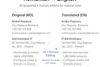 aipowered romanian english CV translation with human editing for job application