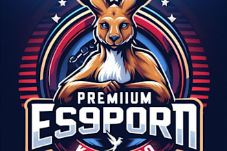 design high quality premium esport kangaroo logo with t shirt design