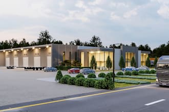 recreate 3d industrial warehouse,building store exterior,factory interior render