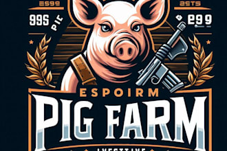 design high quality premium esport pig farm logo with t shirt design