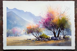 paint original watercolor landscape painting