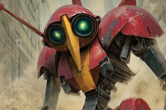 draw your mecha robot fanart or original in digital artwork