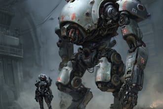 create a robots and concept art of futuristic mecha