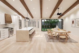 model render 3d kitchen remodel cabinet bath interior design 2d floorplan