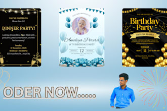 create professional birthday , wedding and party invitation