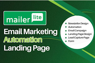 design mailerlite newsletter email template, mailerlite landing page, automation
