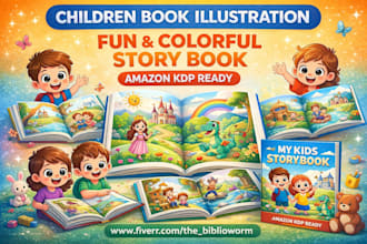 create children book illustration and kids story book for amazon KDP kids ebook